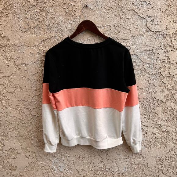 Shein Colorblock Sweatshirt Black Pink White Size Medium - Picture 2 of 3